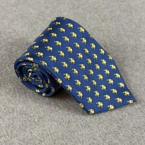 Vintage Utopia Fish Print Blue 100% Silk Handmade Necktie Novelty Tie 58x3.75"